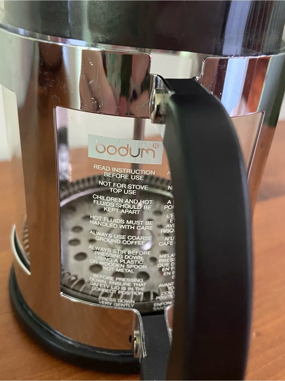 Bodum French Press Coffee Maker 2 Cup Glass Stainless Steel Black Chrome Coffee